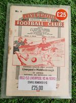 Liverpool V Middlesbrough 1952/53 Football Programme League Staple Removed Rust