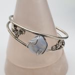 Silver Cuff Bangle Blue Lace Agate Artisan Handcrafted Bracelet