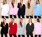 Ladies 5 Button Cardigan Women Oversize Plain Summer Long Sleeve Knitted Outwear