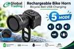 Rechargeable Bicycle Horn Bike Bell USB Charging Waterproof Loud Electronic Horn