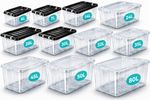 Clear Plastic Storage Boxes with Lids Home Office Kitchen Stackable Large Boxes