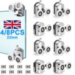 4/8Twin Shower Screen Door ROLLERS Runners Wheels 23mm Top & Bottom Replacement