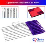 Liposuction Cannula Set of 10 PCS Fixed Handle -25cm- 4mm Smile Liposuction UK