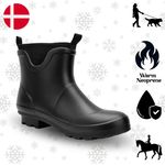 Ladies Ankle Wellingtons Short Boots Warm Lined Neoprene Waterproof Riding Black