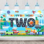 Transportation 2Nd Birthday Banner Backdrop - Transport Themed Party Decoration 