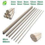 10 pack - 60cm Hardwood Wooden Dowels / Craft Sticks - Pick Your Size - Free P&P