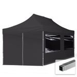 TOOLPORT 3x6 Pop Up Gazebo with Sides & Panorama Windows Aluminium 32 mm black