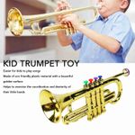 Gold Kid Trumpet Toy With 4 Colored Keys Interesting Educational Musical❀