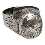 Vintage Sterling Silver 925 Engraved Locket Ring Adjustable Size Signed 5.35g