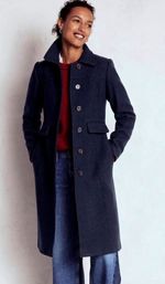 Brand New Boden Women's St Albans Fitted Wool Coat in Navy £269 4-22