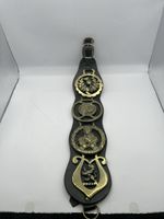 Four Scottish Theme Horse Brass On Leather Strap (17.5” Long)