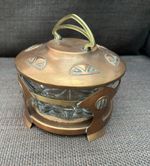 Vintage Copper Art Nouveau Jugendstil Butter Dish with Lid