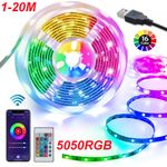 1-20m LED Strip Lights RGB 5050 Colour Changing Tape Cabinet Kitchen TV Lighting