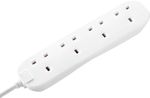 Masterplug 5m White Unswitched 4Way 13A Fused Power Strip Extension Cable