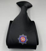 SIA BLACK SECURITY OFFICER CLIP-ON TIE WITH RED LOGO 