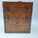 Antique Hand Made Small Oak Sewing/Tackle Box 19cm X 17cm Approx