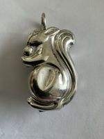 Vintage Silver Plate Puffy Squirrel Baby Rattle - Teething Ring