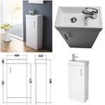 Compact 400mm Vanity Unit Floor Standing White NVX192 Cloakroom Tap Options 
