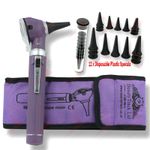 Otoscope Mini Fiber Optic Purple Medical Diagnostic Instrument Kit Free Led Bulb