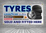 TYRES BANNER SALE FOR OUTDOOR USE WATERPROOF TYRE BANNERS WITH EYELETS PVC SIGN