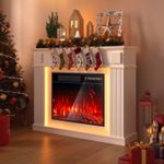Electric Fireplace with Surround, 20 Color LED 3D-Flame & Mood Light BIG Storage