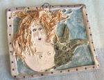 Vintage Handmade Ceramic/Bisque Clay Mermaid Wall Hanging Decor glaze finish 