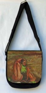 Rhodie art on a small 7.5 inches X 7 inches messenger shoulder/crossbody bag