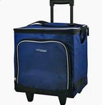 ThermoCafe Wheeled Cool Bag Telescopic Handle Carry Strap Blue/Black/White