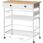 Rolling Kitchen Island Cart with Storage, 2 Drawers, Outlet & 3 Tier Coffee Stat