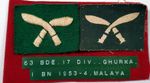 63 Brigade. 17th division Ghurka Regiment Cloth Badges. 1st Bn 1953 British Army