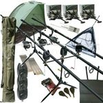 Full Carp fishing Set Up With Rods Reels Alarms Net Holdall Bait Bivvy & Tackle