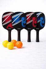 Complete Set of 4 Pickleball Wooden Rackets  Balls & Towels  Indoor/Outdoor game