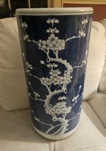 Prunus VaseAntique Blue And White Prunus Floor Vase/Umbrella Stand, Qing Dynasty