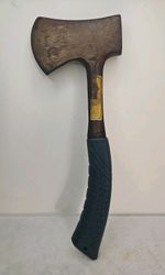 Forgecraft Vintage 13" Axe with Strong Blue Rubber Handle One Piece Chopping Axe
