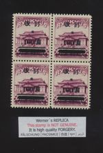 4-block FORGERY - Werner's REPLICA - 1952 - Ryukyu Islands - 100y on 2y ovp