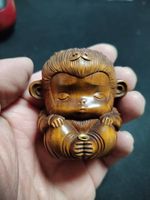 Vintage Japanese Netsuke Old Boxwood Carved Monkey Incense Horlder
