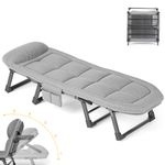 Single Folding Sleeping Cot Guest Bed Outdoor Portable Camping Cots w/ Mat 190cm