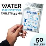 Water Purification Tablets 3.5 MG x 50, 1 Tablet Cleans 500ml - 1 litre