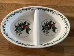 PORTMEIRION Christmas THE  HOLLY AND IVY oval divided serving dish 29 x 18 cm