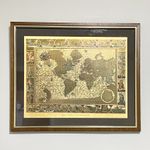 Vintage Gold Foil Moses Pitt In 1681 World Map Engraving Terrarum Orbis Framed