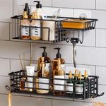 Shower Caddy Set Suction Cup No Drill Bathroom Shelf Stainless Steel Rustproof