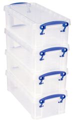 Really Useful Box Plastic Storage 0.9 Litre Clear (Pack of 4), 0.9, 