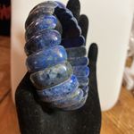 Lapis Lazuli Beaded Stretch Bracelet 1” Blue Gemstones Sz7-8