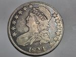 1824 capped bust half dollar  (4 OVER 1) VERY FINE CONDITION