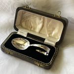 Silver Christening spoon in original box. Full Hallmark for 1964. Angora Silver