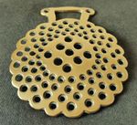ANTIQUE CAST HORSE BRASS - A RARE & UNUSUAL PIERCED PATTERN WITH 9 CENTRAL HOLES