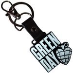 Green Day Stacked Band Logo And Grenade Keychain One Size