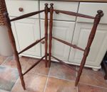 Antique pitch pine folding towel rail, clothes horse, drying rack