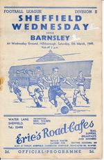 Sheffield Wednesday v Barnsley 1948/1949 - Football Programme