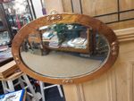 Vintage Rustic Arts and Crafts Unique Hammered Copper Bevelled Oval Mirror Home